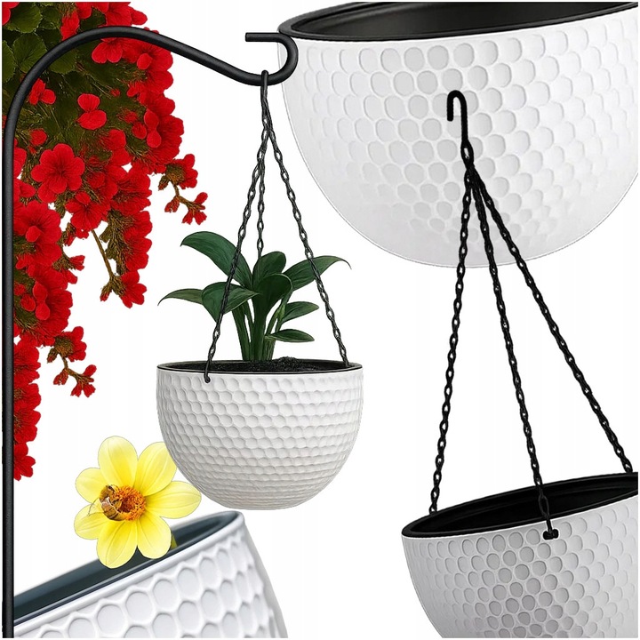 doniczka wiszaca na kwiaty kwietnik balkon taras imitacja ratanu