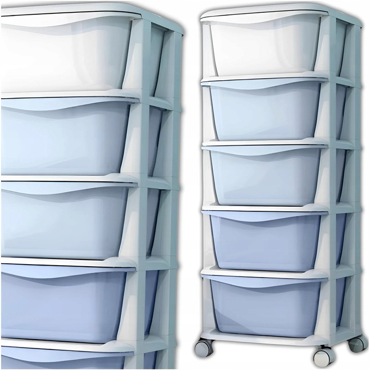 plastikowy pojemnik regal kosz na zabawki szuflady mobilny 5polek organizer