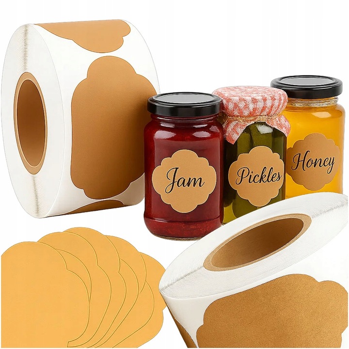 samoprzylepne naklejki etykiety na sloiki butelki przyprawy prezent 300